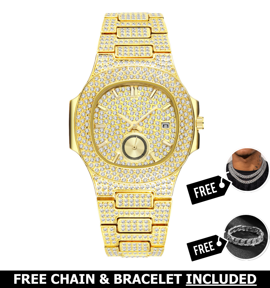 Citrine Iced Out Watch