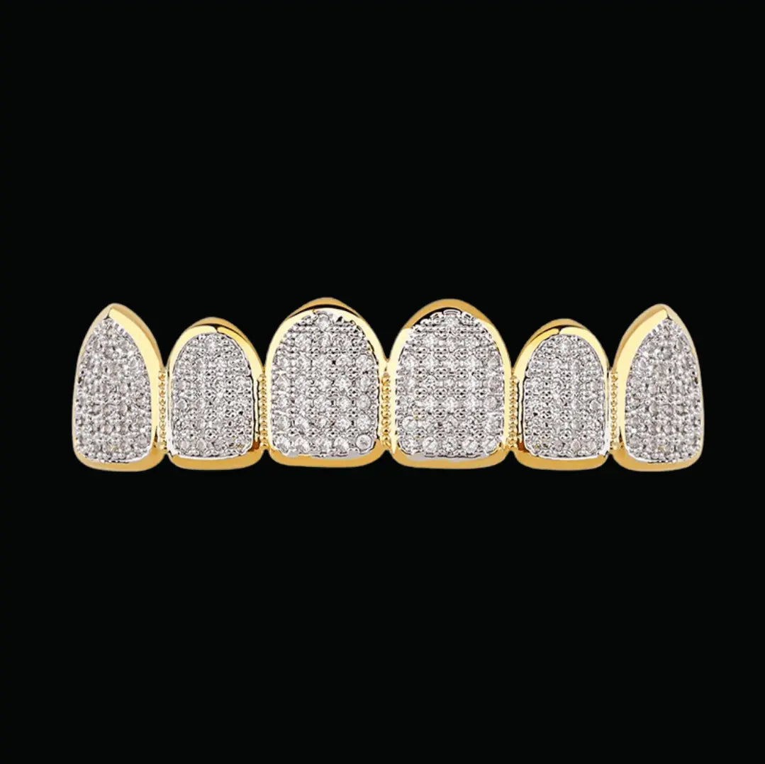 6 Top and Bottom Iced Out Grillz - Cartice™LuxuryJewelryGoldSilverWatchBraceletNecklaceChainIced-outCubanMoissaniteTarnish-freeStainlessDurablePremiumShinePlatedStatementDiamondAffordable