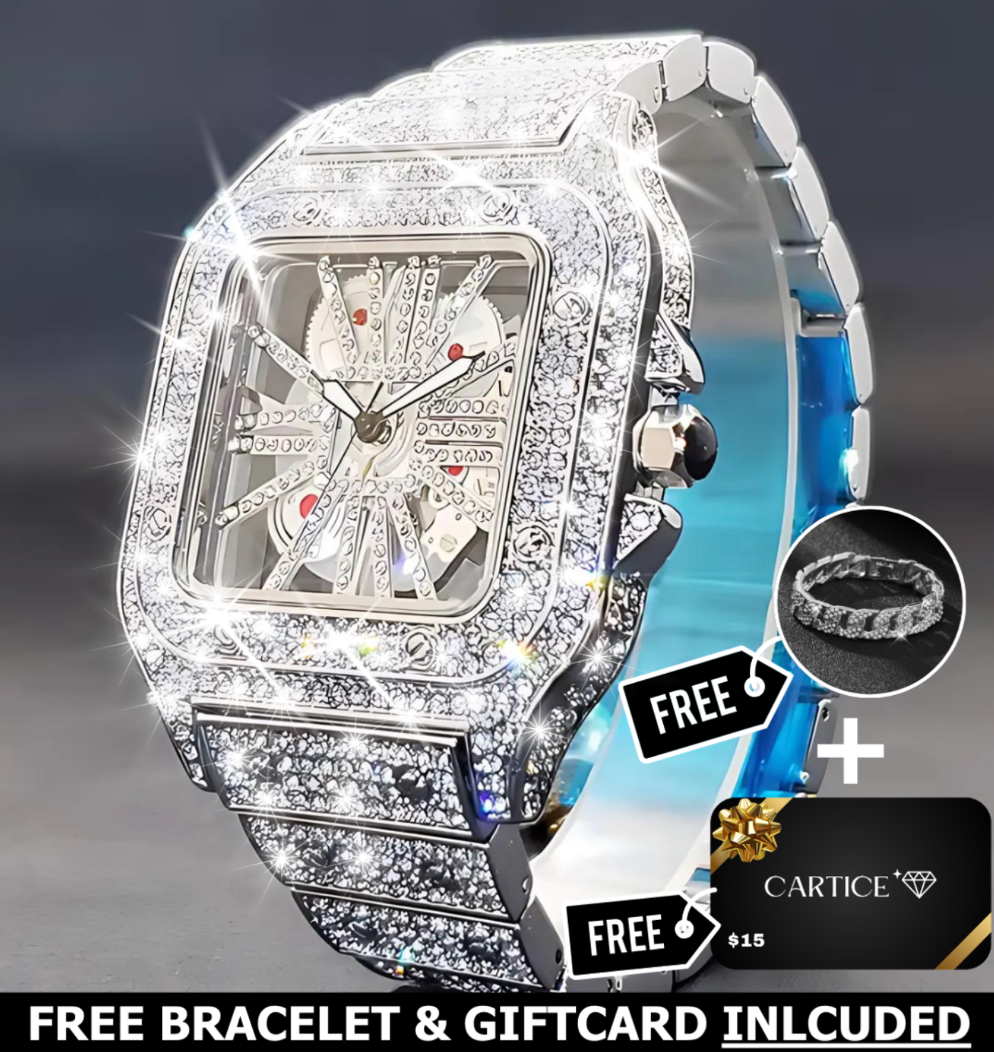 Skeleton VVS Iced Out Watch