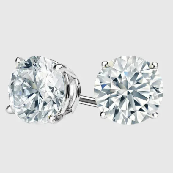 VVS ROUND STUD EARRINGS 5MM   - White Gold Vermeil - Cartice™LuxuryJewelryGoldSilverWatchBraceletNecklaceChainIced-outCubanMoissaniteTarnish-freeStainlessDurablePremiumShinePlatedStatementDiamondAffordable