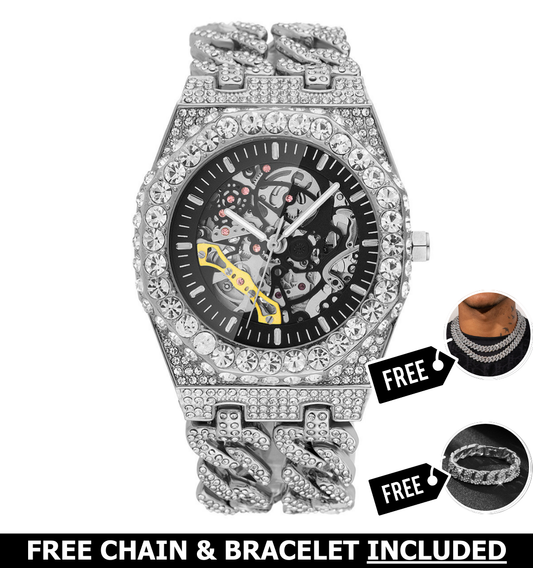 Versace Skeleton Iced Out Watch