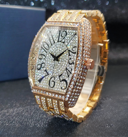 Navette Gold Iced Out Watch