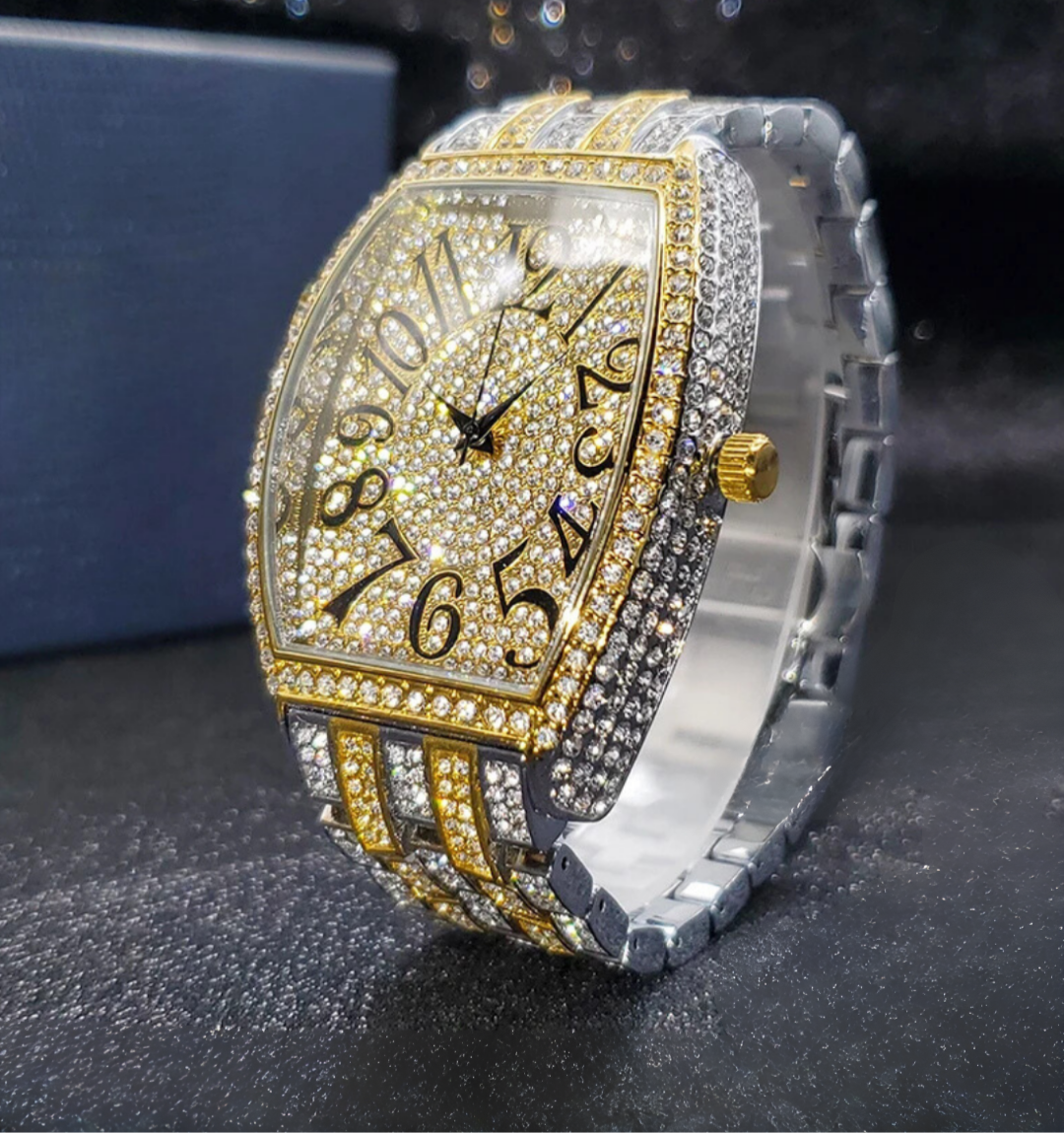 Navette Gold Iced Out Watch