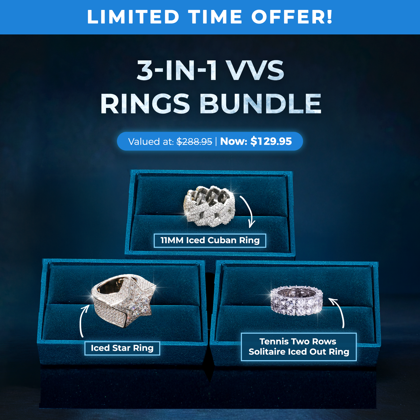 3-in-1 VVS Moissanite Earrings Bundle