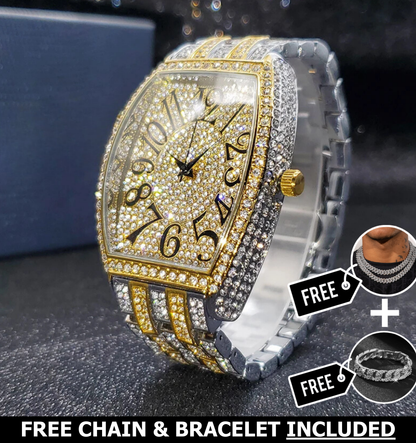 Navette Gold Iced Out Watch