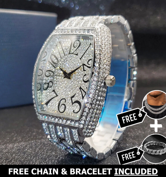 Navette Gold Iced Out Watch