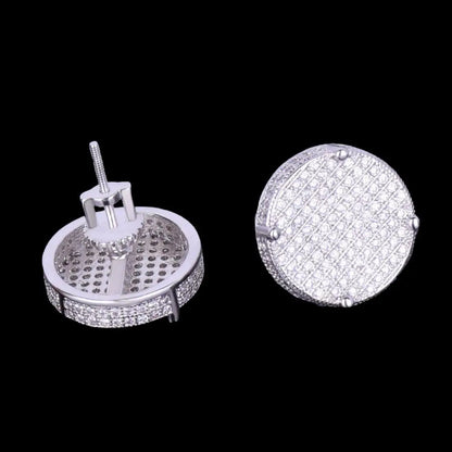 14MM Round Screw Back Iced Out Stud Earrings - Cartice™LuxuryJewelryGoldSilverWatchBraceletNecklaceChainIced-outCubanMoissaniteTarnish-freeStainlessDurablePremiumShinePlatedStatementDiamondAffordable