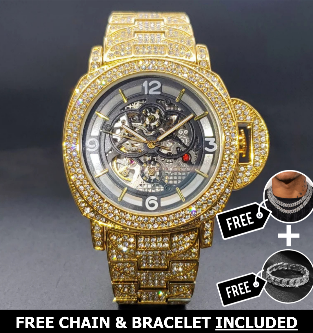 Chrysalis Skeleton Iced Out Watch