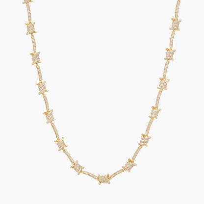 Iced Barbed Wire Chain - Gold - Cartice™LuxuryJewelryGoldSilverWatchBraceletNecklaceChainIced-outCubanMoissaniteTarnish-freeStainlessDurablePremiumShinePlatedStatementDiamondAffordable