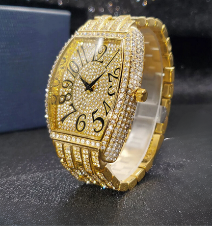 Navette Gold Iced Out Watch
