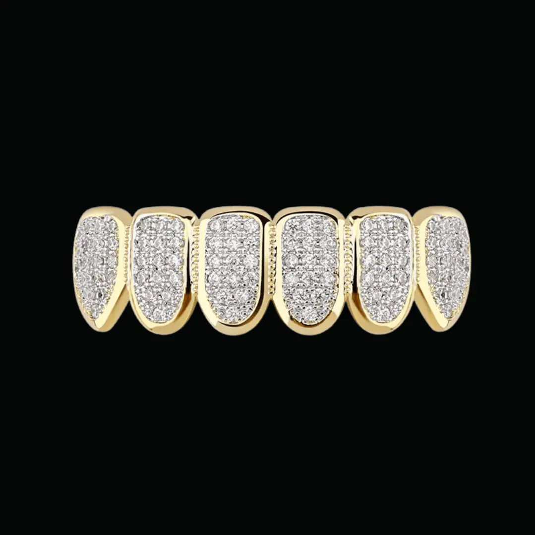 6 Top and Bottom Iced Out Grillz - Cartice™LuxuryJewelryGoldSilverWatchBraceletNecklaceChainIced-outCubanMoissaniteTarnish-freeStainlessDurablePremiumShinePlatedStatementDiamondAffordable