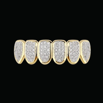 6 Top and Bottom Iced Out Grillz - Cartice™LuxuryJewelryGoldSilverWatchBraceletNecklaceChainIced-outCubanMoissaniteTarnish-freeStainlessDurablePremiumShinePlatedStatementDiamondAffordable