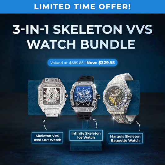 3-in-1 Skeleton VVS Watch Bundle